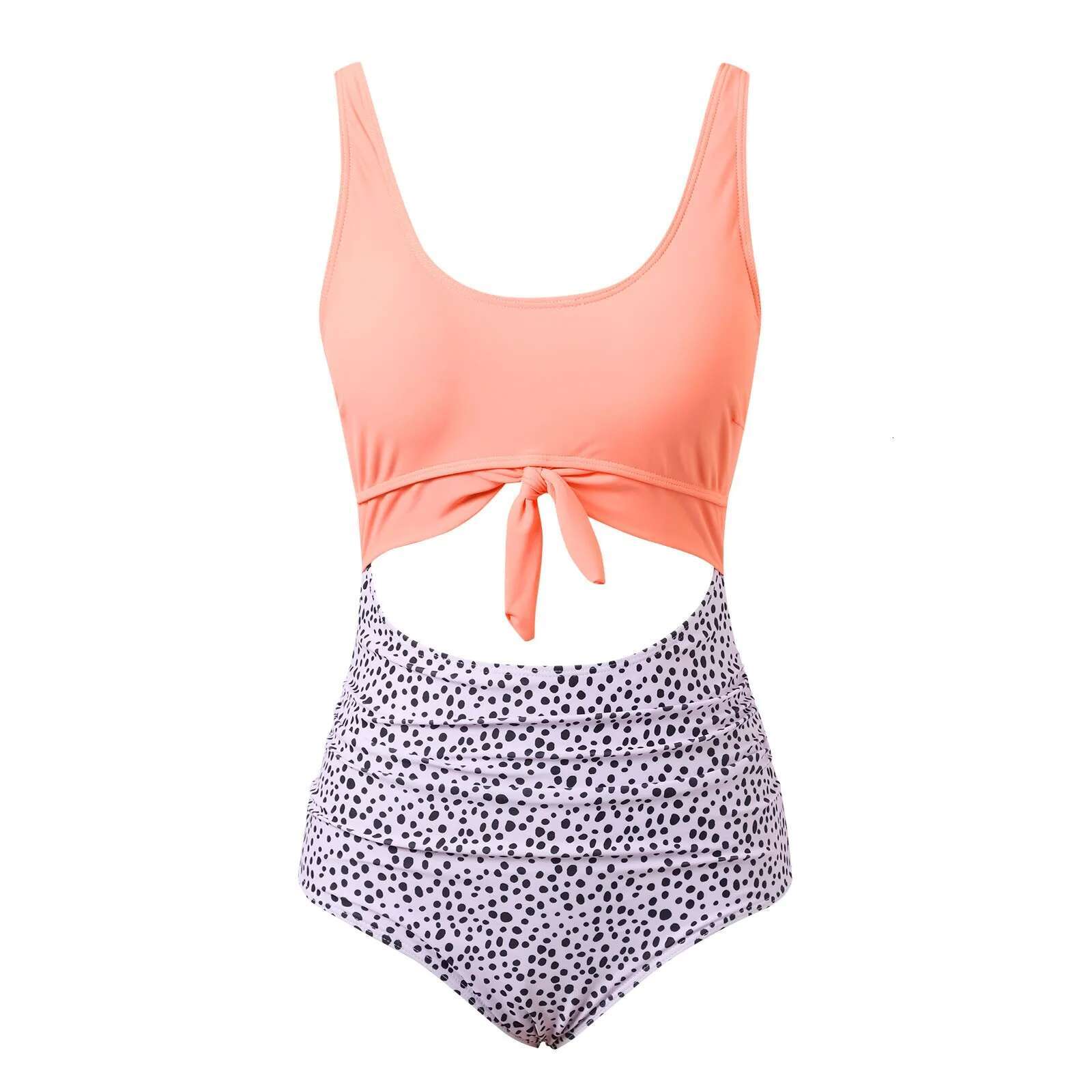Dongdumaoyi Sexy Patchwork One Piece Swimsuit Women Hollow Backless Slim Fit Beach Bathing Suit Lace High Waist Tie Knot Swimwear