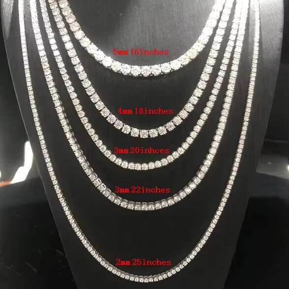 Factory Low Price 925 Sterling Silver Tennis Necklace 3mm DEF Moissanite Necklace Jewelry for Women/men