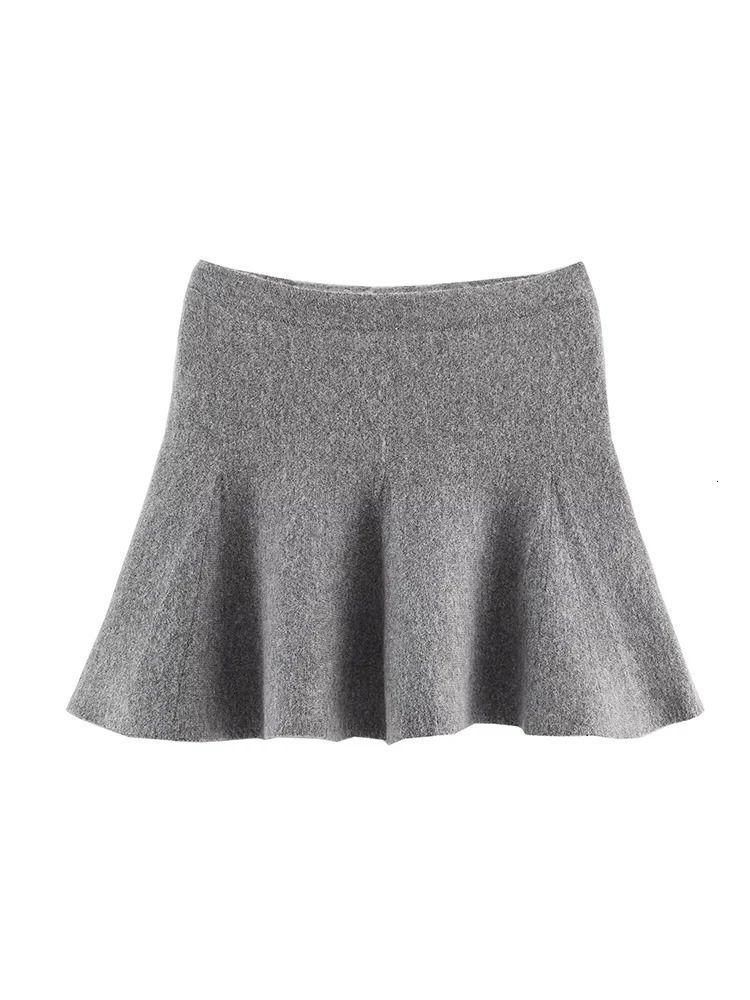 TFMLN Womens Knitted Mini Skirt Set Long Sleeve Loose Bomber Jacket Top A-Line Short Skirt Autumn Winter Elegant Suit 251107