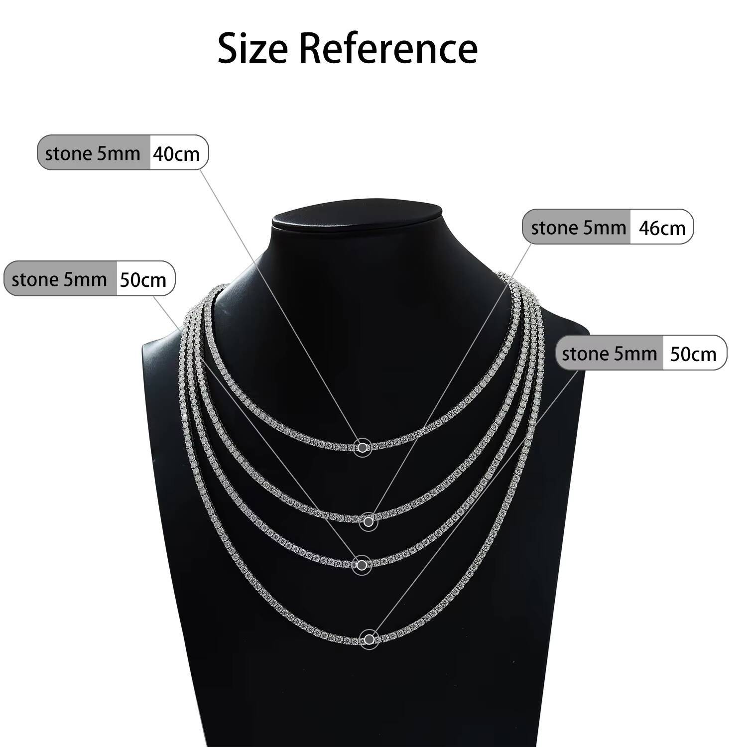Fine Silver Jewelry Top Selling Moissanite Jewelry Silver S925 Sterling White 14k Gold Plated Diamond Tennis Chain Necklace