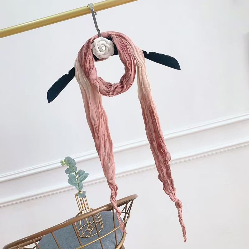 T445 cotton and linen pleated Korean scarf silk scarf female autumn and winter style fashionable and versatile student dual-use scarf outer shawl