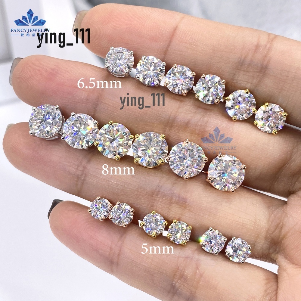 Push Back 0.5ct-2ct Classic 4 Prong Moissanite Stud Earrings 925 Sterling Silver VVS Mossanite Diamond Men Women