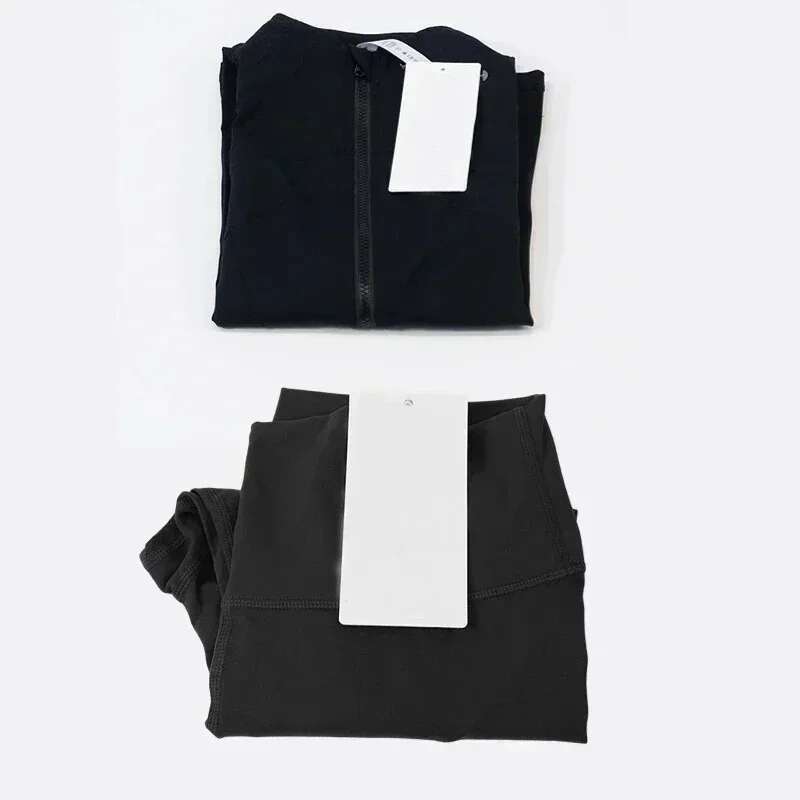 Women's yoga suit 2-piece set, elastic nude jacket top, leggings, custom fiess running sports set