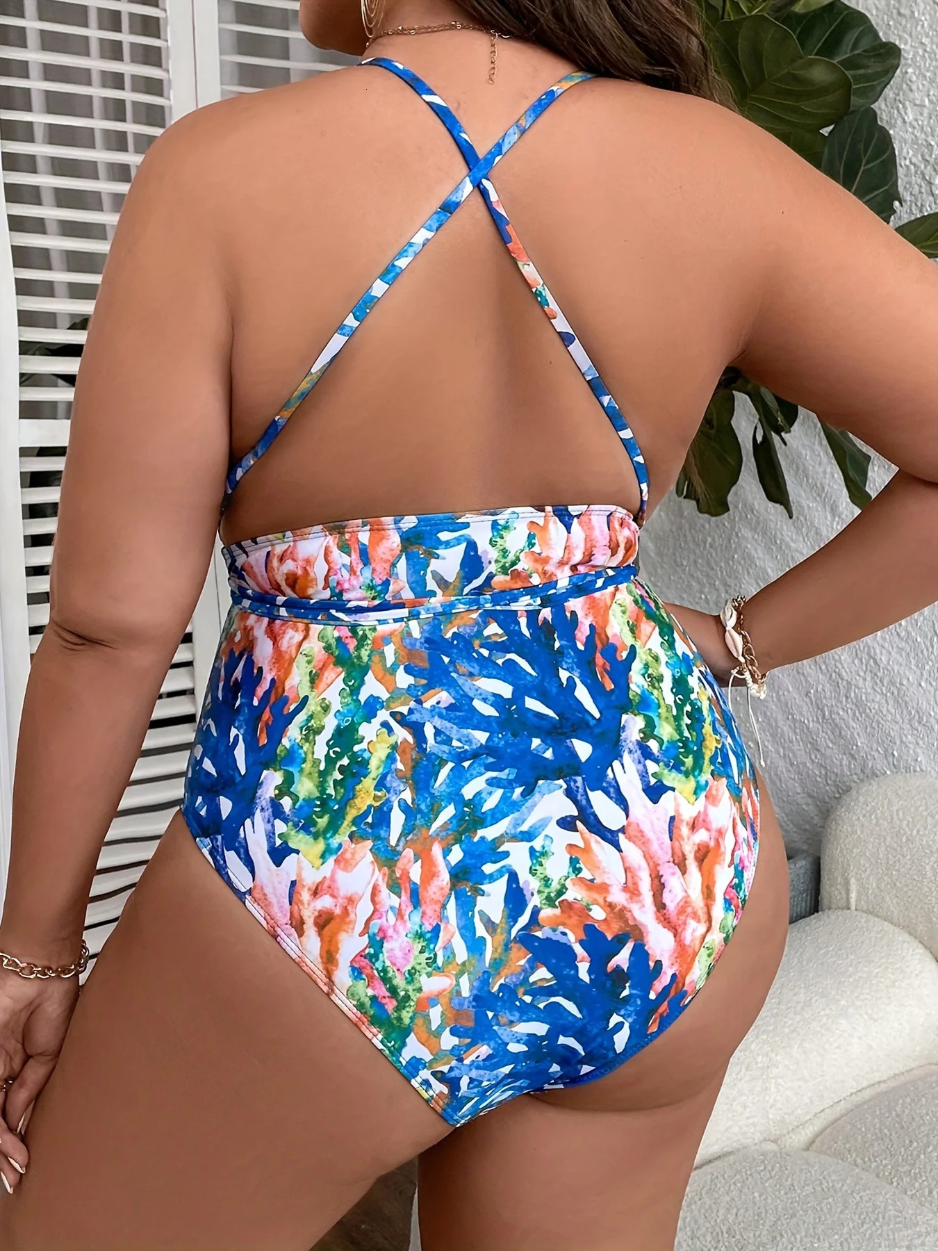 Womens Vneck printed swimsuit womens yukata 250409