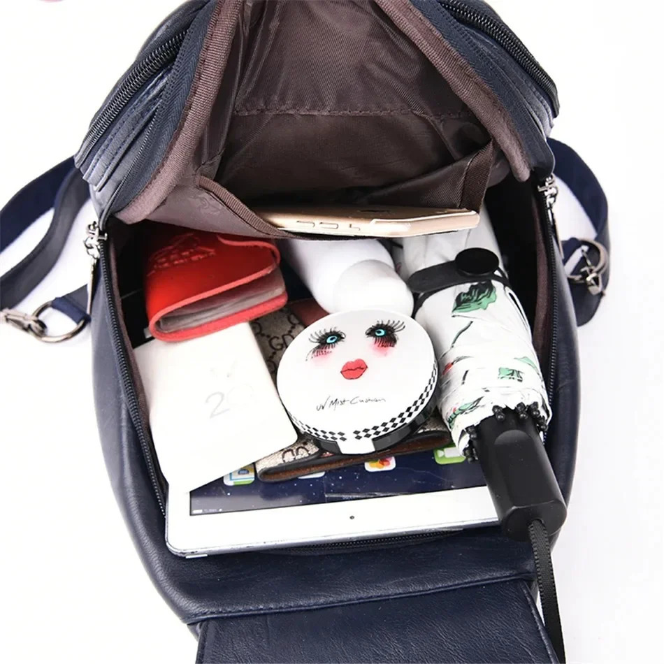 Multifunctional Women Leather Backpacks Casual Backpack For Teenager Girls School Chest Bag Travel Bagpack Ladies Sac Back Pack 250407