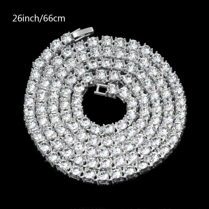 2024 New Iced Tennis Chain Men Chunky Necklace Cubic Zircon Miami Cuban Link ChainJewelry