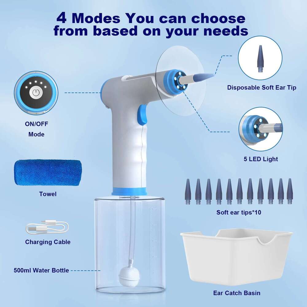 Electric Wax Removal Tool 4 Pressure Mode Flush Kit with Cleaner Health Care for Adults Child Ear Canal Washer Kits
