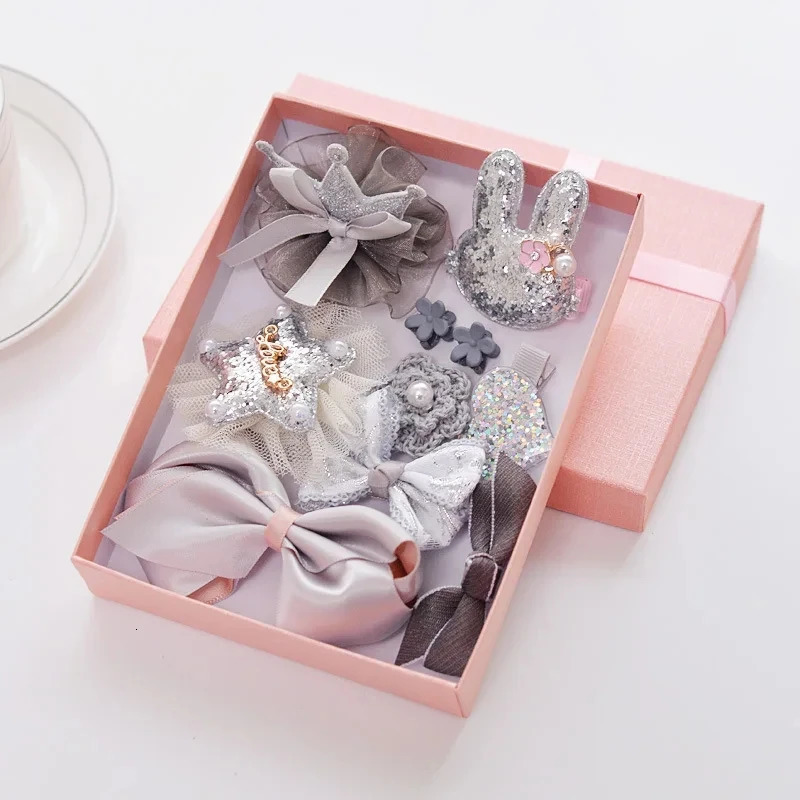Fashionable childrens headband set with bow hair clip gum elastic band hair clip cute baby hair clip 250409