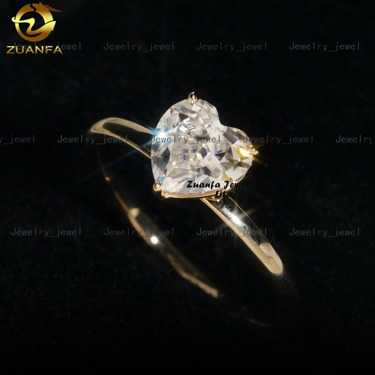 Factory Price 14k Solid Gold Heart Shape 1ct Moissanite Diamond Solitaire Engagement Ring for Women