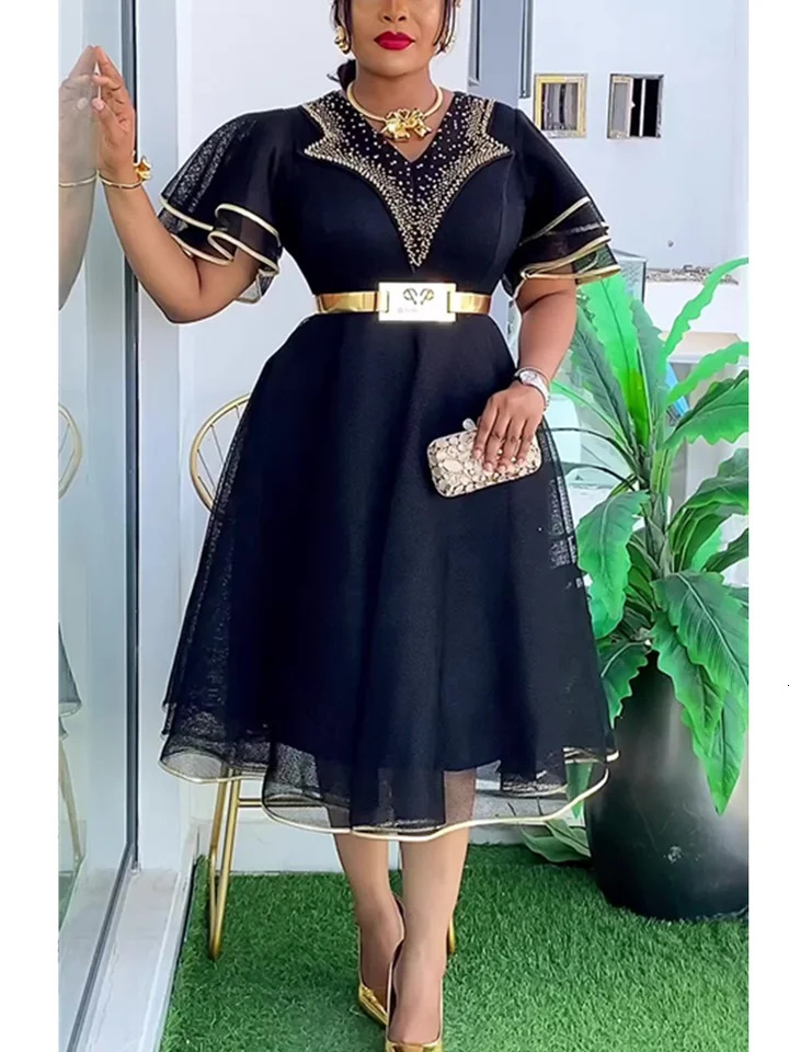 African Dresses for Women Plus Size Clothes Dashiki Ankara Turkey Outfits Elegant Muslim Wedding Party Skirts 250409