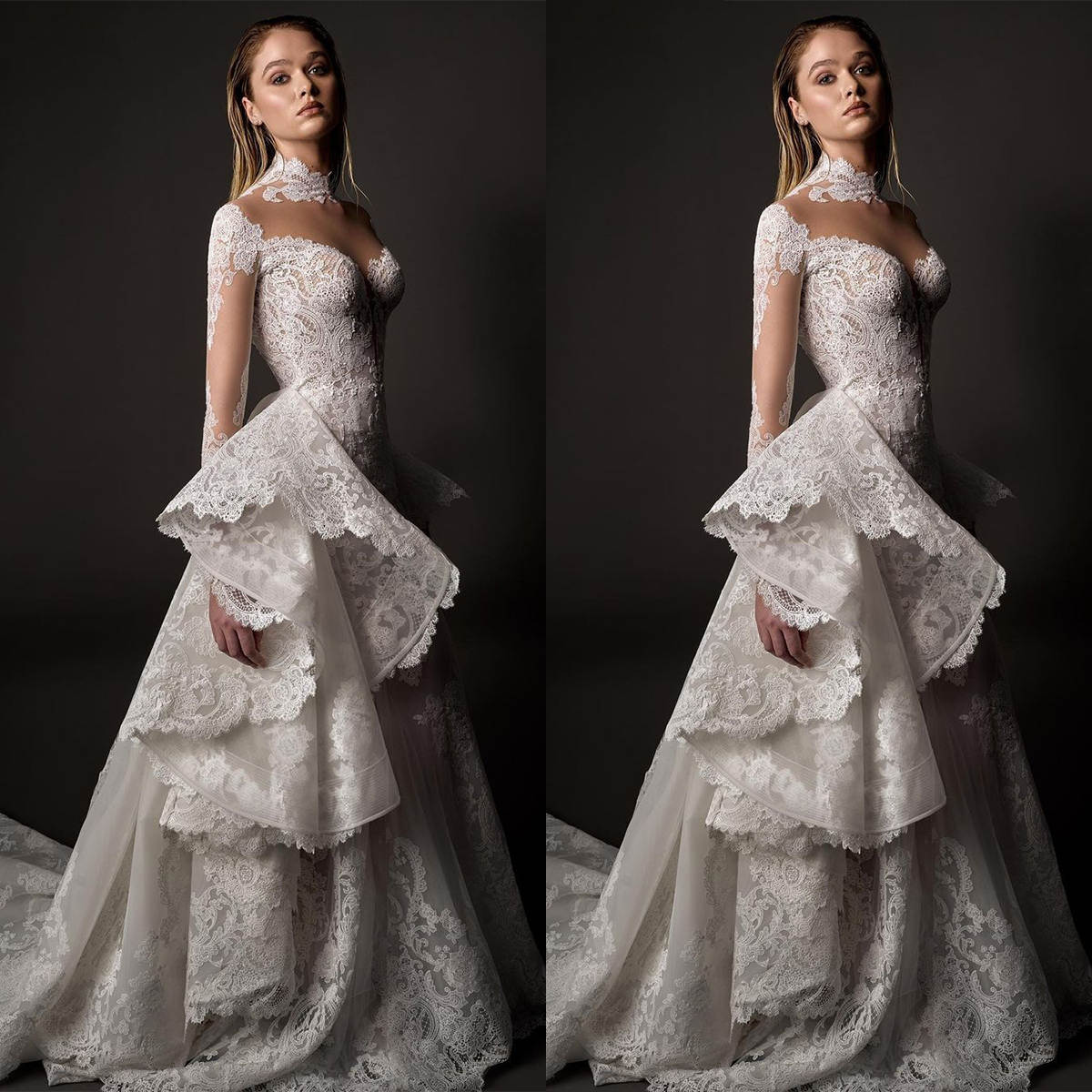 Gorgeous Mermaid Elegant Wedding Dresses With Chiffon Full 3D Appliques Pearls Multilayers Backless Party Plus Size Custom Made vestido de novia
