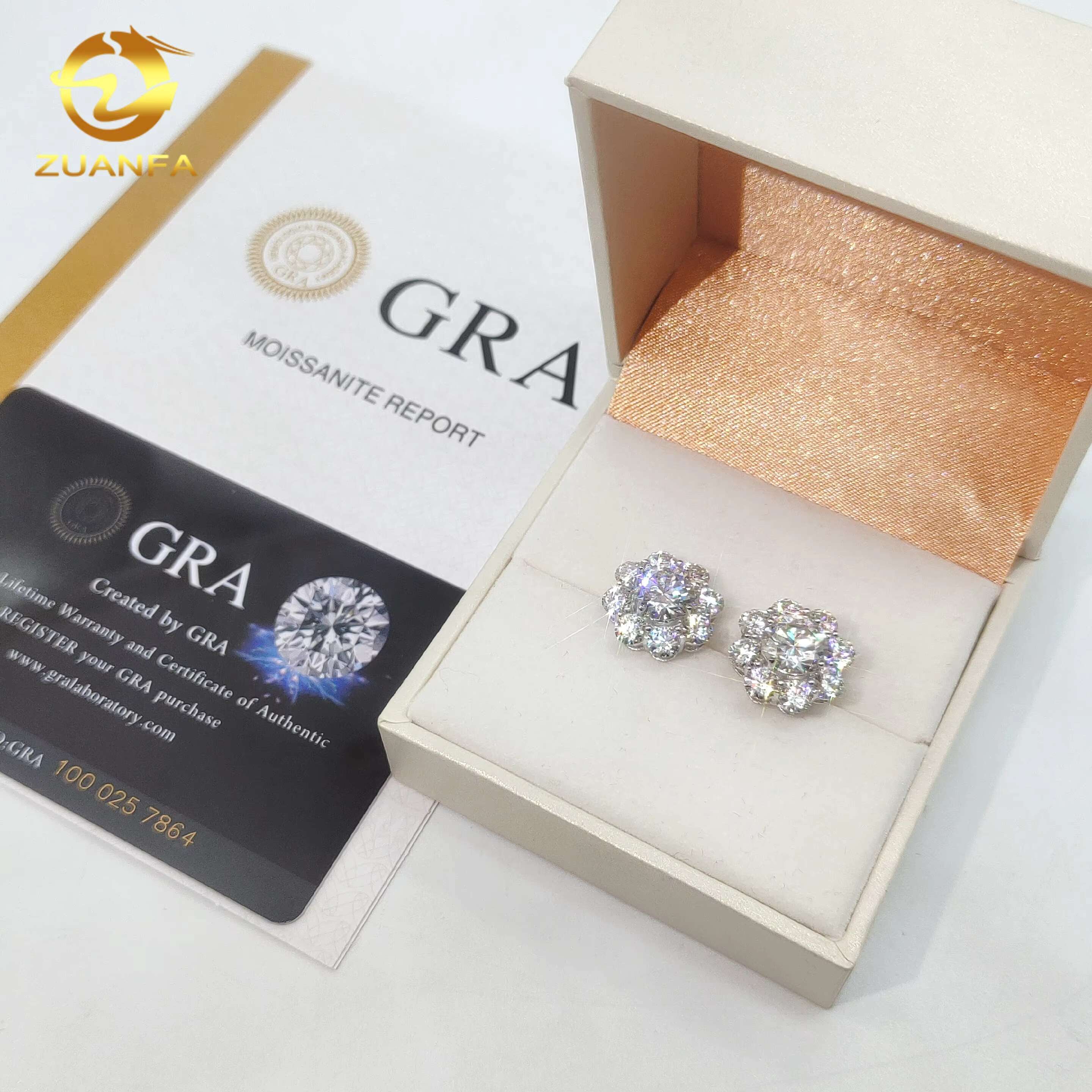 925 Sterling Silver Moissanite Earrings Women Luxury Ear Studs 15mm Flower Cluster Lab Diamond Earrings