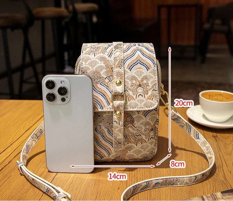 Shoulder Bags Women PU National Embroidery Phone Crossbody Bag