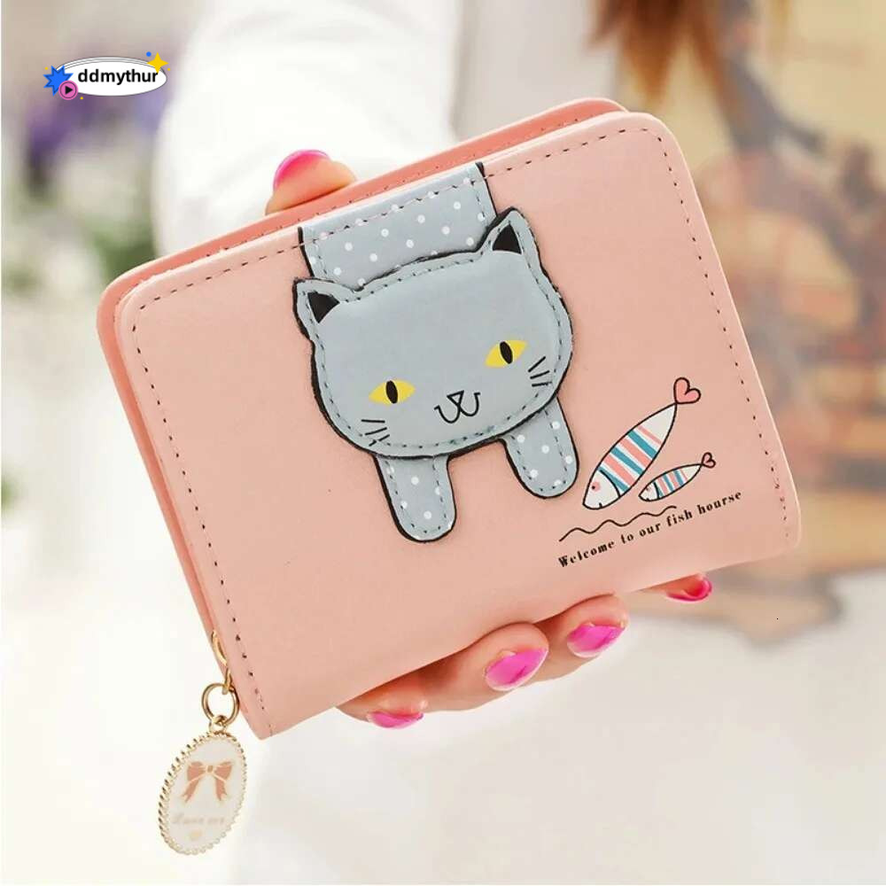Kitty Purses for Women PU Leather Cute Short Wallets Zipper Coins Bag Women's Wallet Credit Card Holder Female Handbags ddmythur