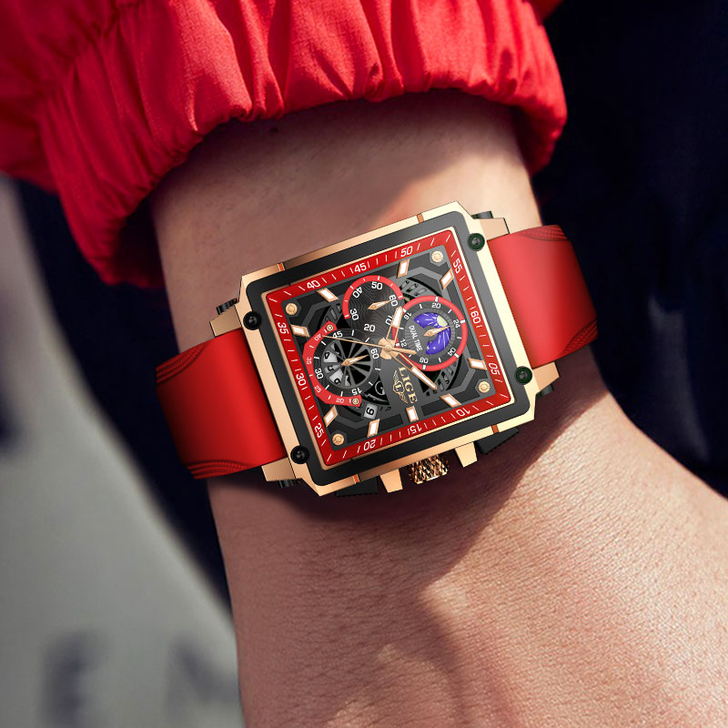 LIGE New Business Watch Quartz Watch Square Dial Fashion Classic Men's Watch Sports Night Light Clock Gift Quarzuhr