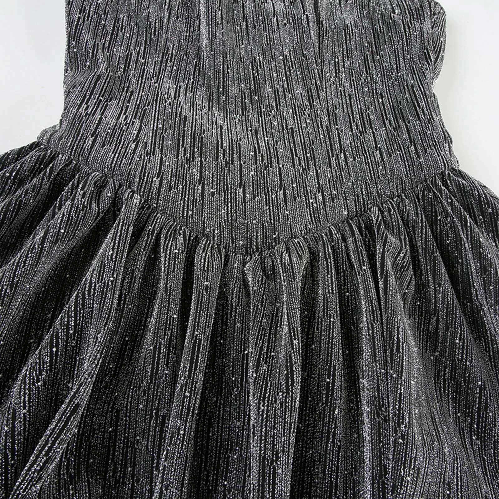 Dongdumaoyi Sexy Halter Evening Party Dress Club Fashion Elegant Bright Silk Backless Slim Fit Pleated Bubble Dresses Spring Summer