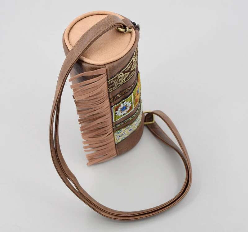 Shoulder Bags Women PU Geometry Embroidery Circle Shaped Crossbody Bag