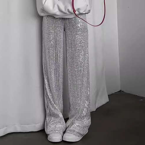 Fashion Cross-Border Women's Clothing Sequin Slim Fit Long Bling Beaded Festival Party Straight Pants