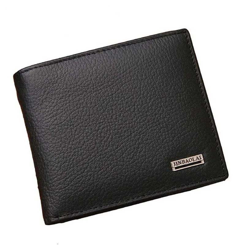Jinbaolai Retro Short Mens Wallet Leather Credit Card Stand Waterproof Classic Coin Pocket Black 250408