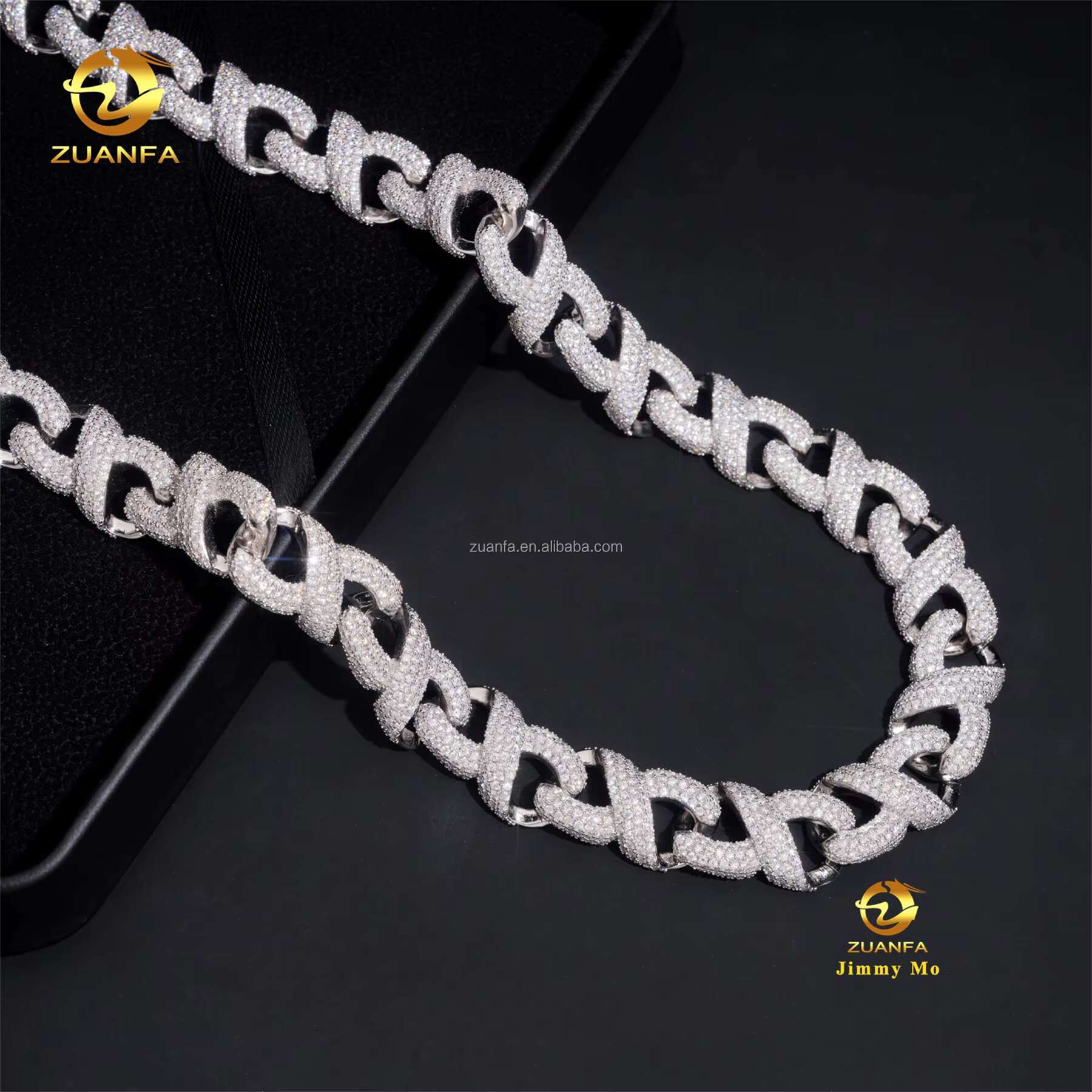 Custom Made 15mm Big Guy Rapper Jewelry GRA S925 Silver Iced Out Hip Hop Moissanite Diamond Miami Cuban Link Infinity Chain