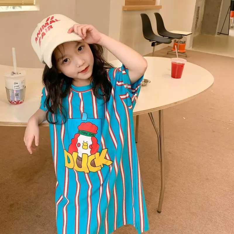 Brother sisters look children 2023 summer boys and girls Korean cartoon printed T-shirt casual vest family matching set S2548