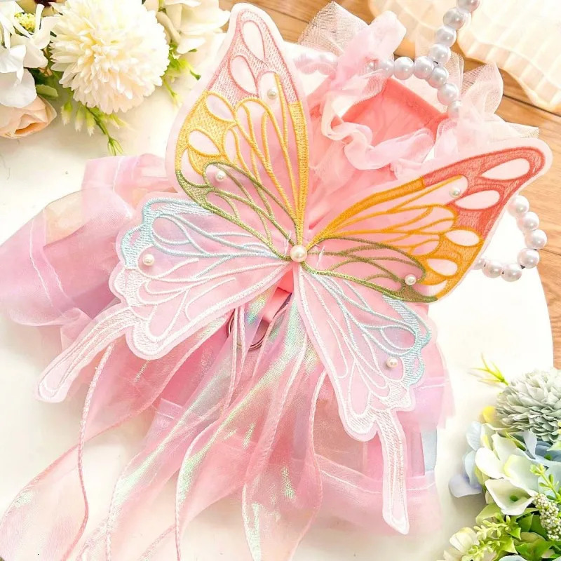 Pet Dog Princess Dress Cute Butterfly Wings Lace Dress Pet Wedding Dress Role Playing Clothing Pet Clothing 250409