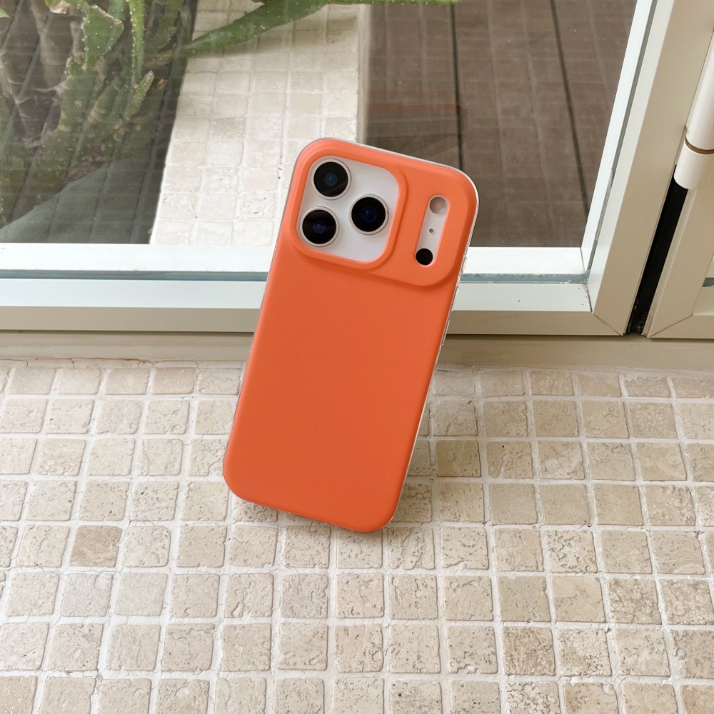 Orange Solid Color Phone Case Compatible with iPhone 17 Pro Max Simple Material Case iPhone 16/15 Pro Personalized 14