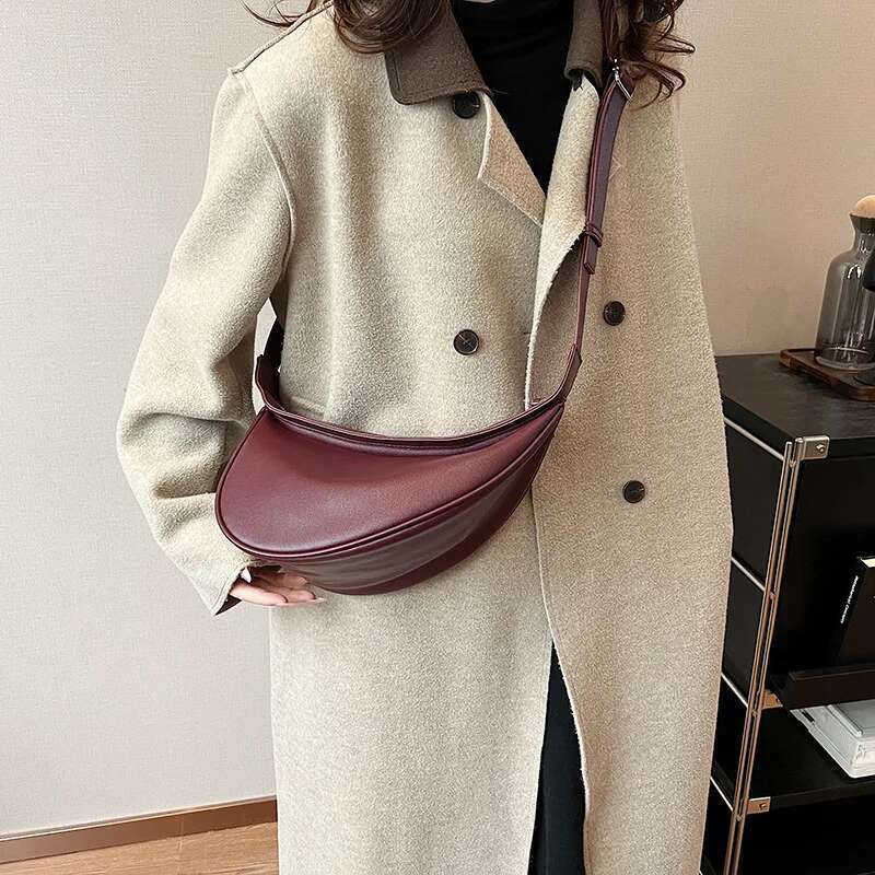 Sewing Thread Shoulder Zipper Women's Bags 2024 Hot Sale PU High Capacity Handbag Solid Saddle Splicing Bolsas De Mujer