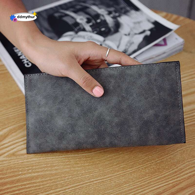 Women's Ladies Wallet Long Money Bags Simple Style Coin Purse Leather Thin Wallets Female Card Holder Solid ddmythur