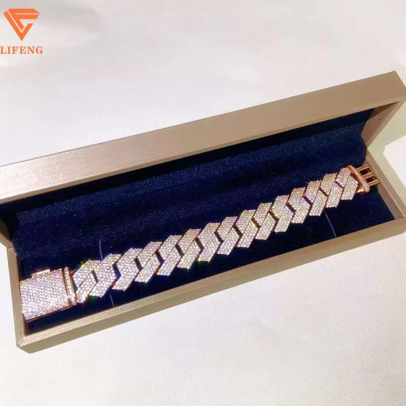High Quality Custom Gold Sparkling Hip Hop Bracelet 925 Silver With VVS Moissanite Diamond Iced Out Cuban Bracelet