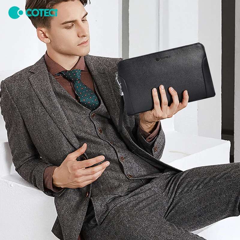 Handbag Genuine Leather Password Fingerprint Unlock Men's Anti-Theft Business Clutch Bag