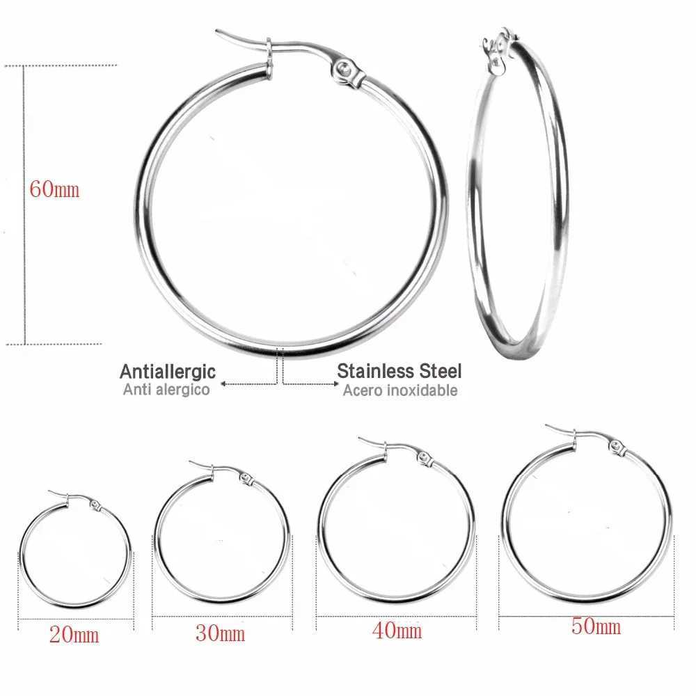Hoop Earrings Small Big Circle Women Exaggerated Hoop Ear Loop Smooth Ring Round Earring Stainless Steel Jewelry Wholesale Z250408