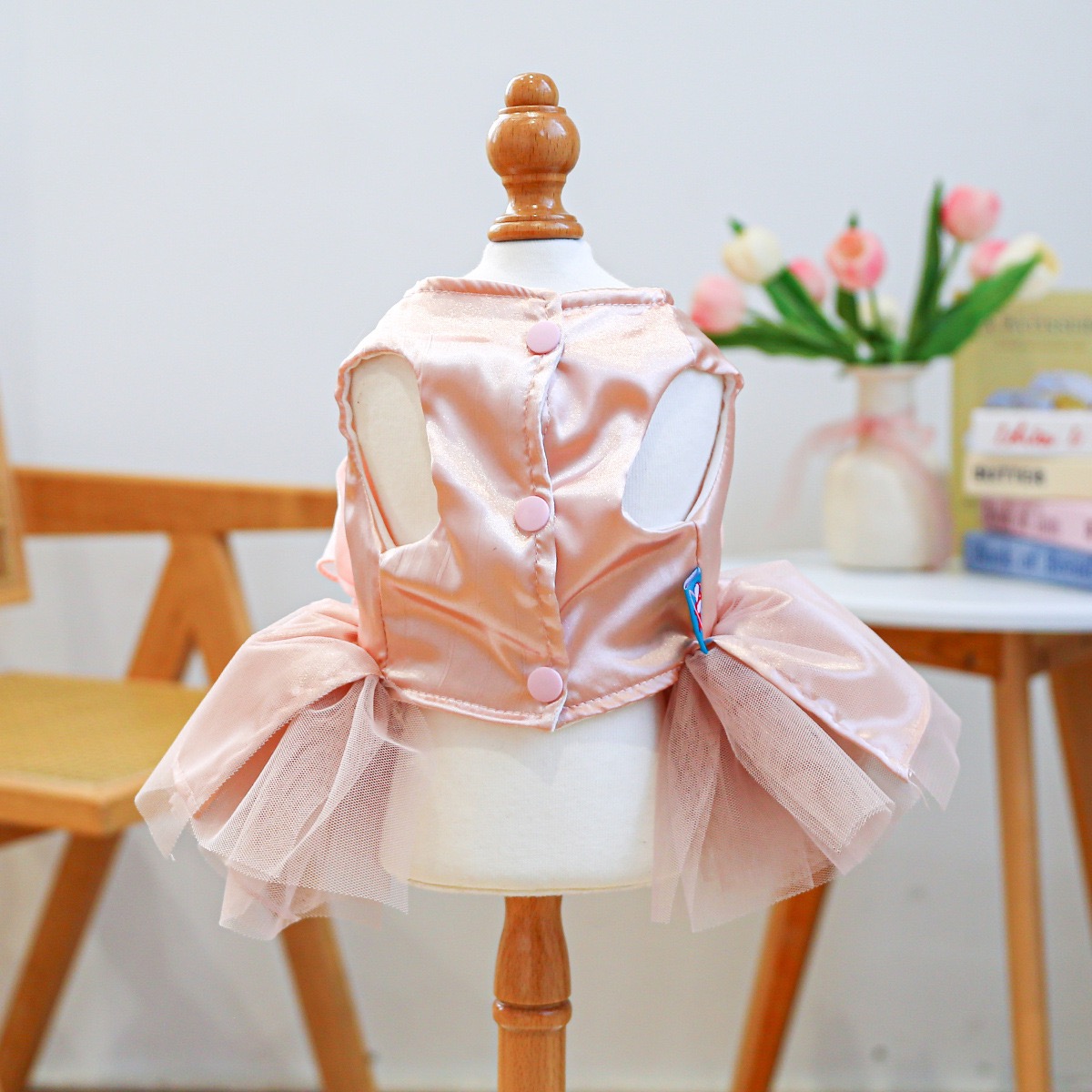 Fancy Dog Dress , Embroidered Dog Wedding Dress, Bow Puppy Clothes for Small pet Girl Multi-Layer Lace Cat Outfit wedding pink