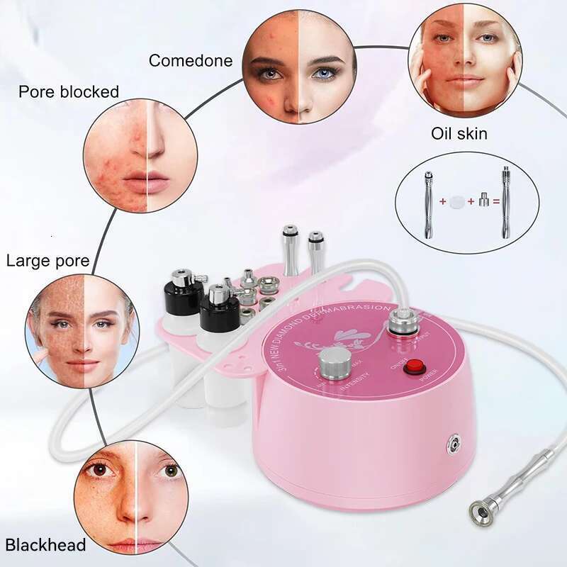 3in1 Dia Microdermabrasion hine For Facial Skin Care Blackhead Removal Acne Wrinkle Vacuum & Spray Tool