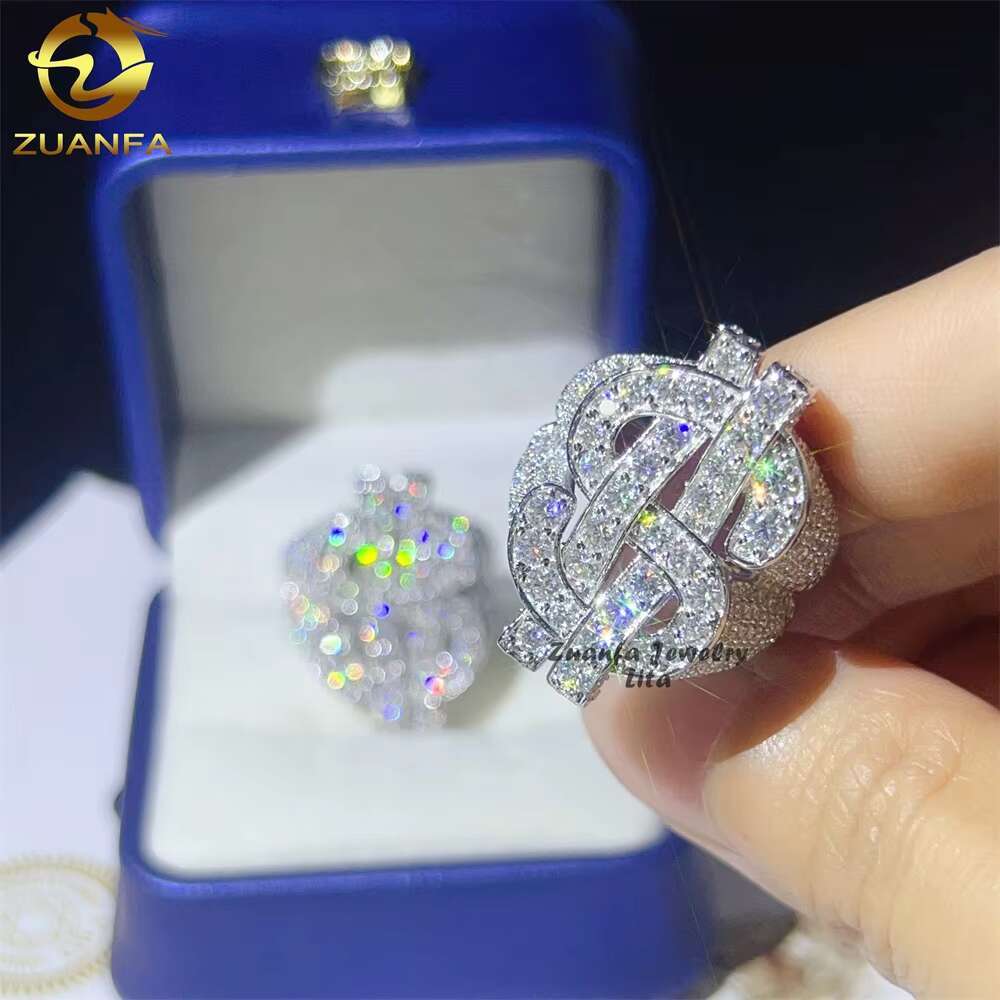 Fine Jewelry Wholesale Price Hip Hop Money Rich Diamond Ring Iced Out Vvs Moissanite Rings for Men