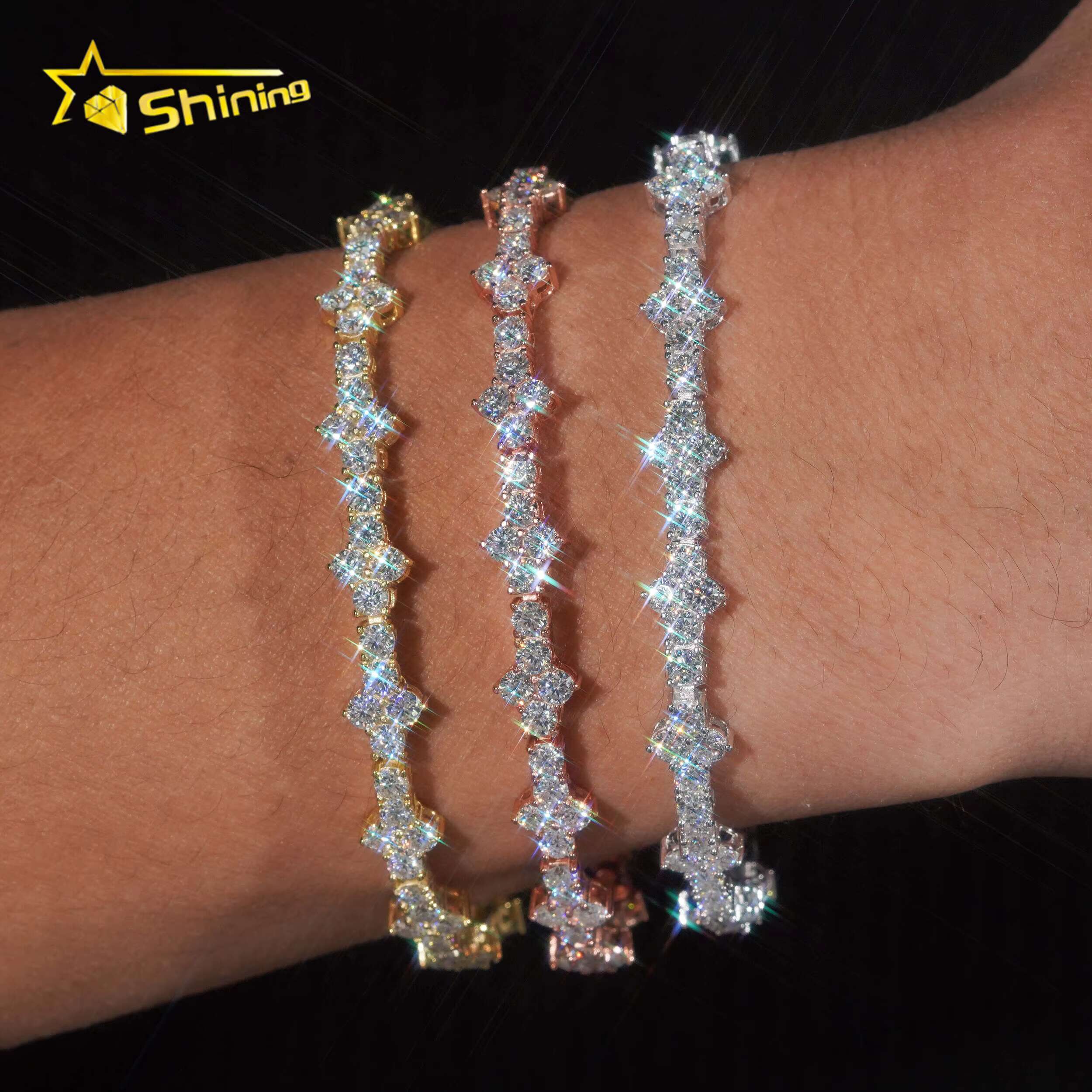 925 Sterling Silver Fast Delivery Cross Tennis Necklace Bracelet Pass Diamond Tester GRA Certified VVS Moissanite Tennis Chain