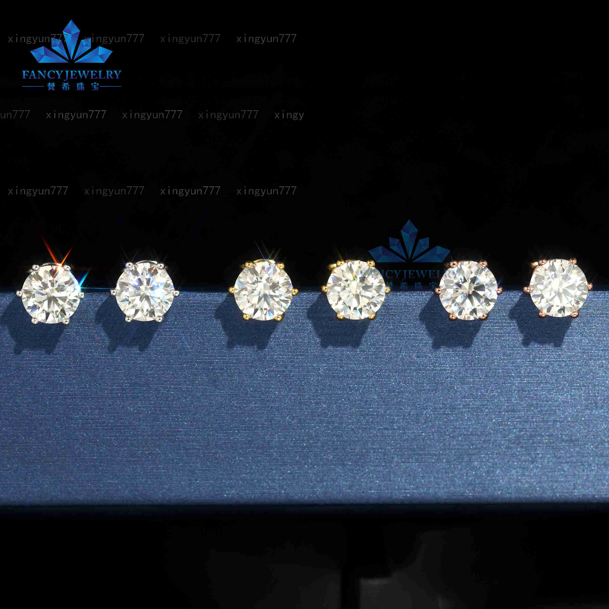 2 Carat Moissanite Earring Stud Iced Out Round Cut 6 Prong/Scraw Setting Push Back Silver Vvs Diamond Fine Jewelry Earring