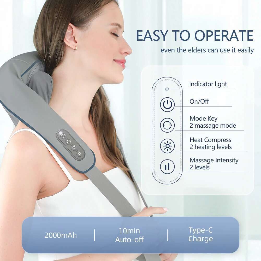 Foreverlily 26W Massager Wireless Shoulder And Back Kneading Massage Shawl Trapezius Neck Cervical maseador