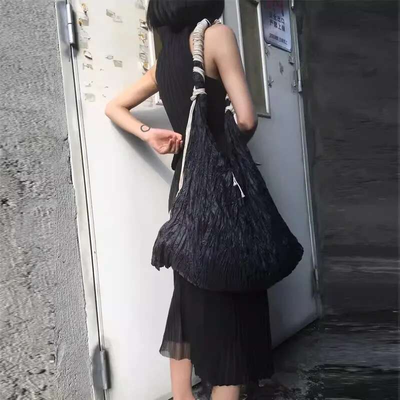 NEW Manual Casual Fabric Fold Handbag Women Single Shoulder Crossbody Large Capacity Tote Shopping Bag
