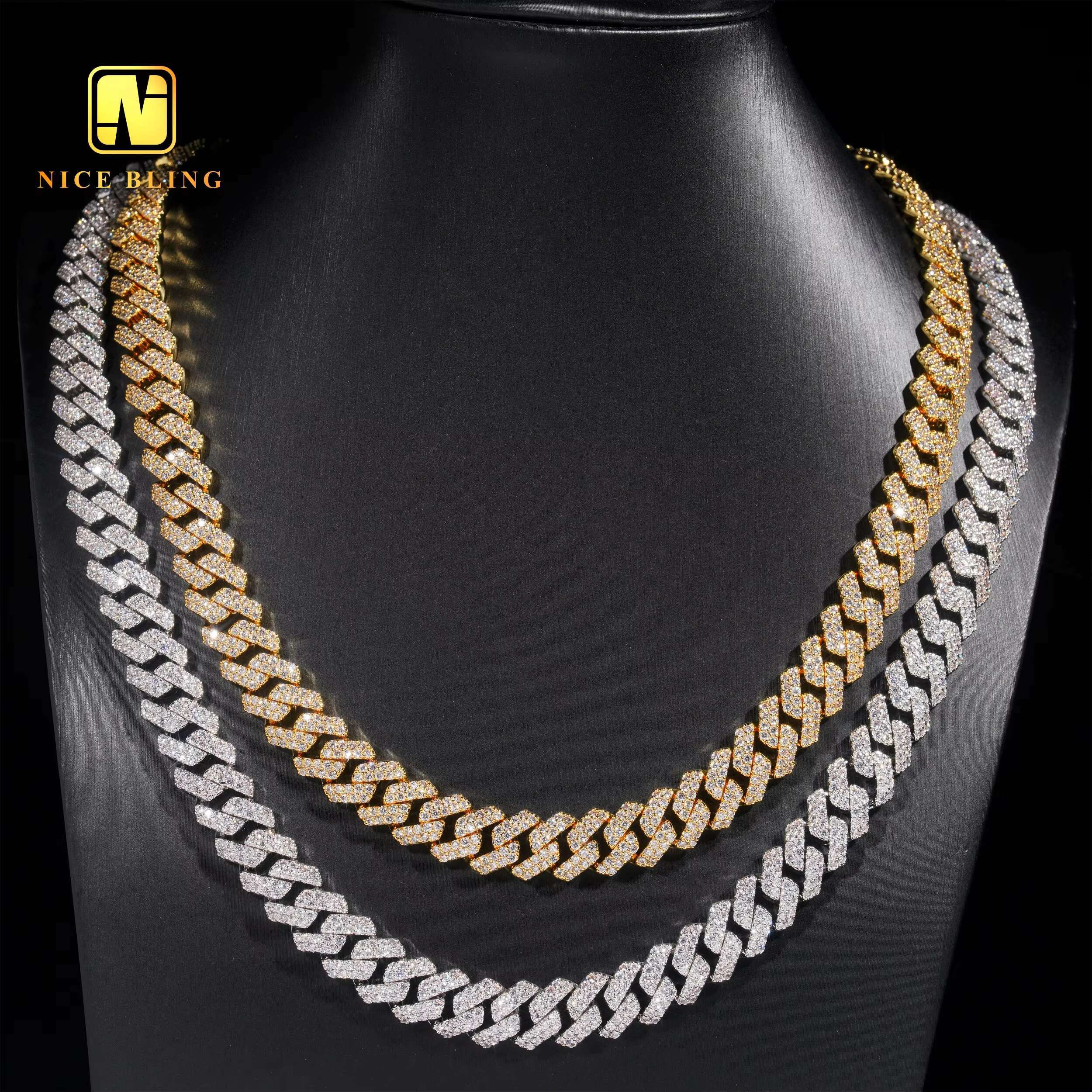 18K Gold Plated Brass Cuban Chains Fashion Hip Hop Men 12mm 5a CZ Cuban Link Cubic Zirconia Necklace and Bracelet