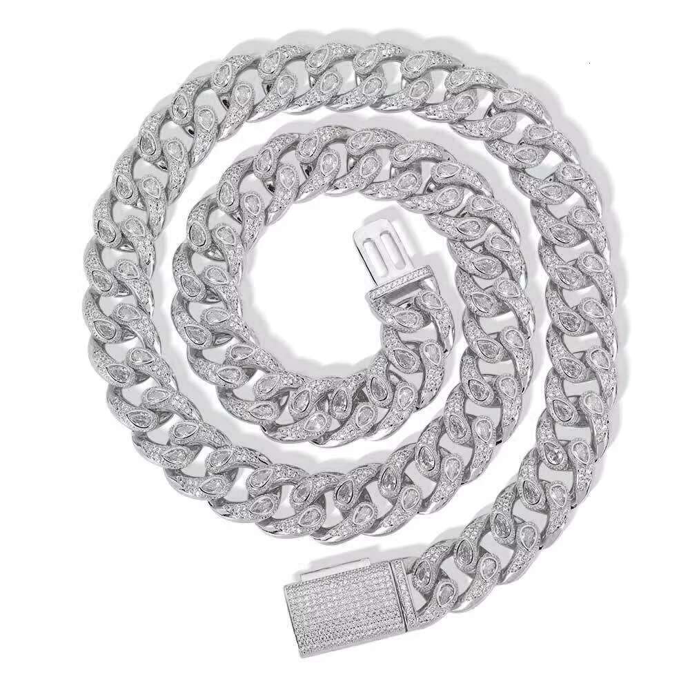 Miami genuine 12mm white gold Selfer lace sier plated men's hops Cuban chain necklace