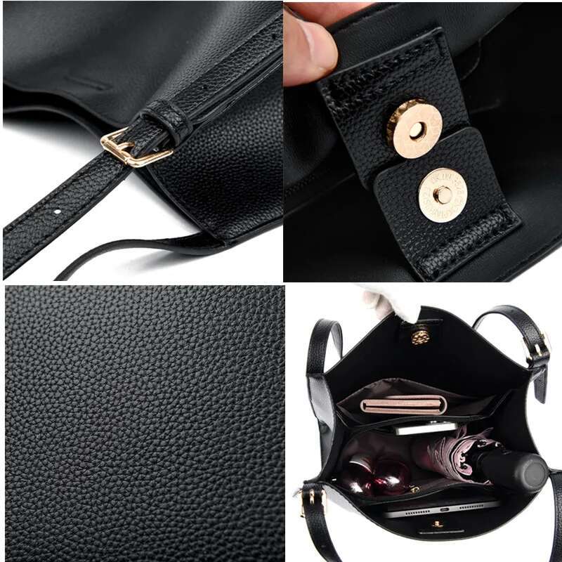 2024 New Leather Bucket Shoulder Women Purses Fashion Underarm Satchel Messenger Bag For Shopping Large Capacity Tote