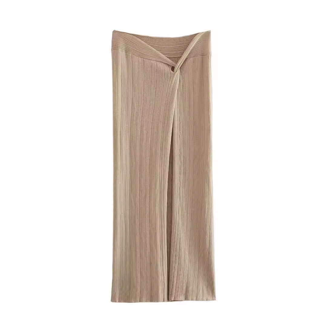 2025 Summer New Womens Wear Metal Thread Cross Design Knitted Top Half Skirt Set
