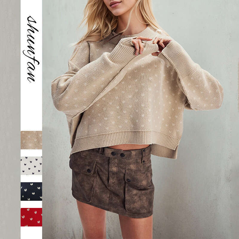 2025 Autumn Winter New Women's Fashion Round Neck Elegant Commuter Knit Loose Heart Pullover Sweater