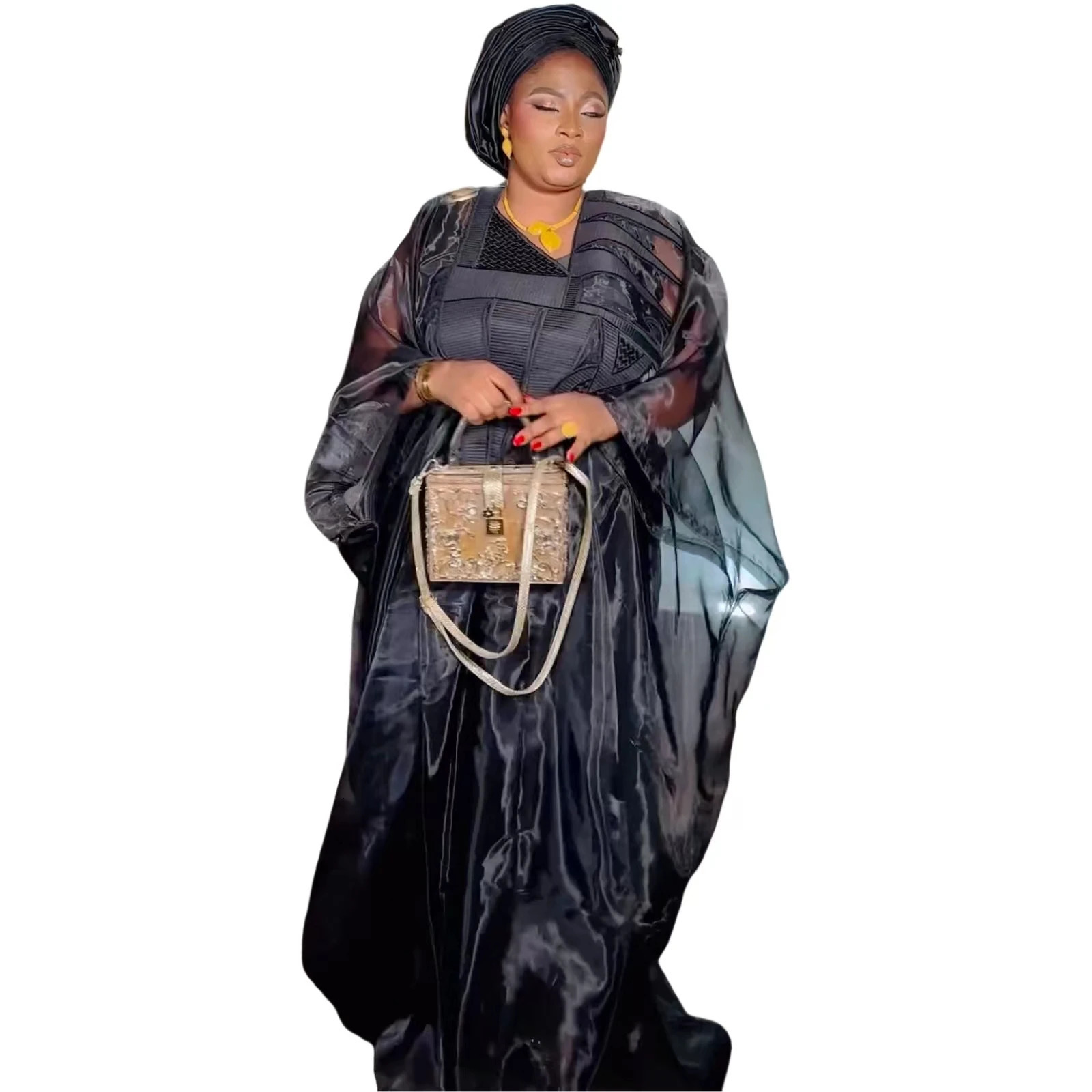 African womens loft black Abaya y plus size elegant party dress with scarf 250409