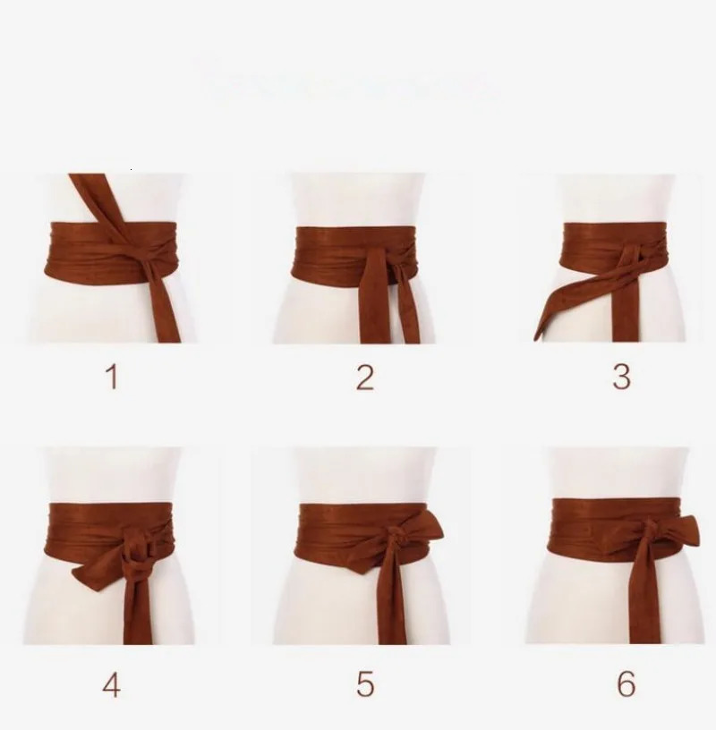 Helisopus Suede Belts for Women Corset Camel Autumn Winter Waist Belt Female Waistband Solid Bow Tie Wide Belts 250409