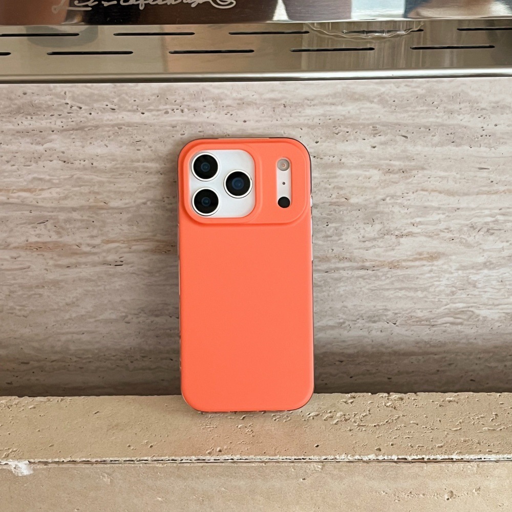 Orange Solid Color Phone Case Compatible with iPhone 17 Pro Max Simple Material Case iPhone 16/15 Pro Personalized 14