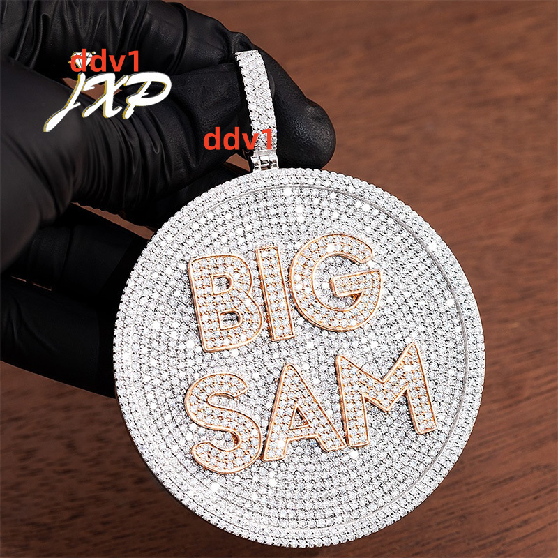 Custom Iced Out Moissanite Name Pendants Hot Selling Round Brilliant Cut 925 Silver Hip Hop Pendant Customizable