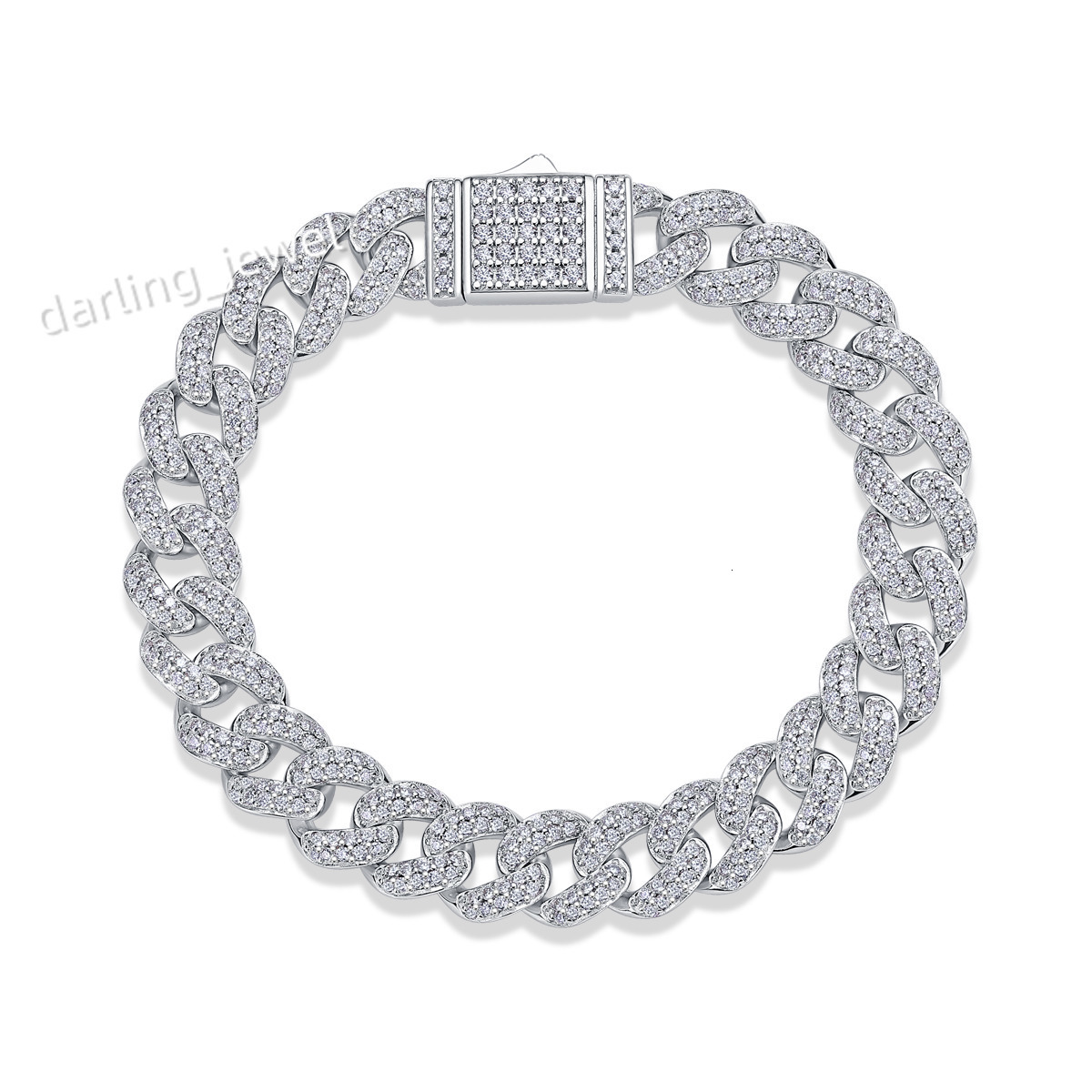 Linyin Custom Wholesale 925 Sterling Silver Jewelry Pure Silver Moissanite Cuban Chain Bracelet High Quality and Stylish.