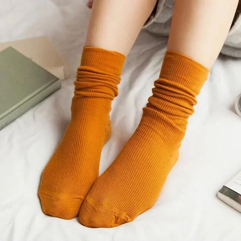 Womens Socks for Woman Winter Autumn Middle Tube Kawaii Cotton Black Red Khaki Feminino Girls Cute Stockings FDT112 250409